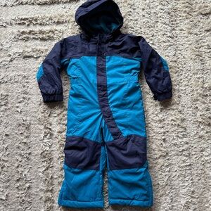 L.L. Bean Blue and Navy Hooded Ski Snow Snowsuit 2T